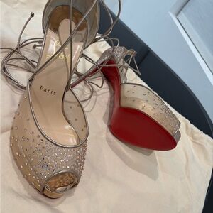 Christian Louboutin Nude and Red Crystal Heels